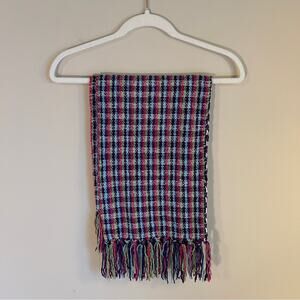 Vintage Merona Y2K Multicolor Plaid Fringe Tassels Soft Stretchy Winter Scarf